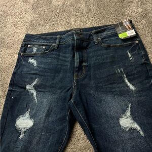 No Boundaries Dark Blue Distressed Men Jeans